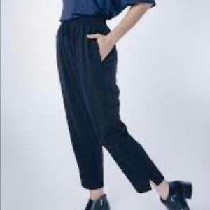 Navy trouser pocket slim pants